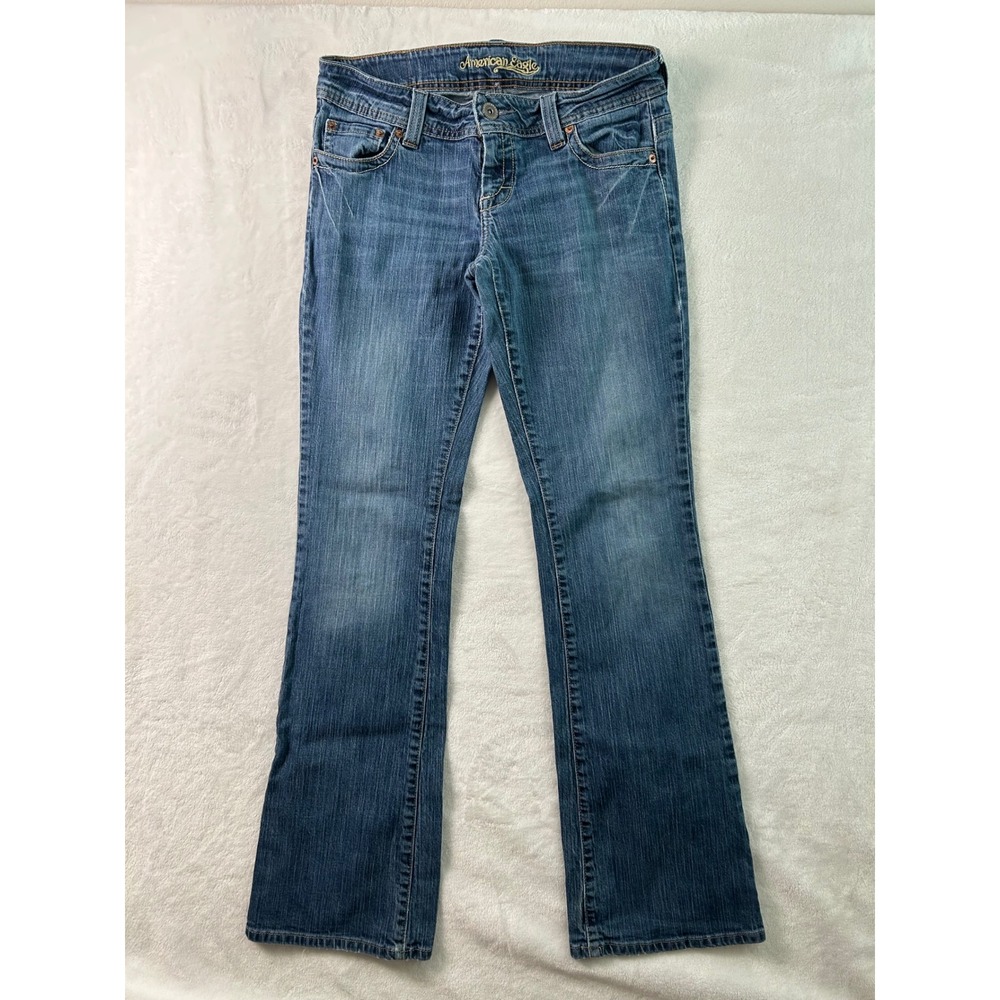 American Eagle Bootcut Jeans Womens 10 Long Medium Wash Low Rise Stretch Denim - Picture 2 of 7